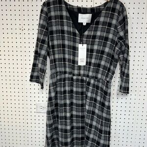 Amourt Vert Wool Gray Plaid Dress